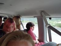 Athena and Carmen in the van