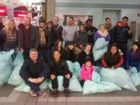 In San Francisco handing out warm clothing to the homeless